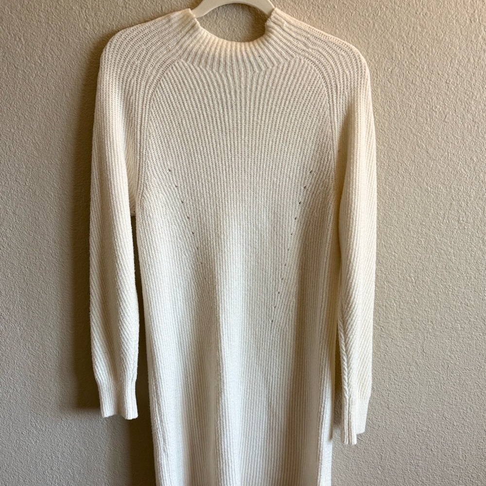 Abercrombie & Fitch Ivory Knit Long Sleeve Mock Neck Sweater Dress Spring Light